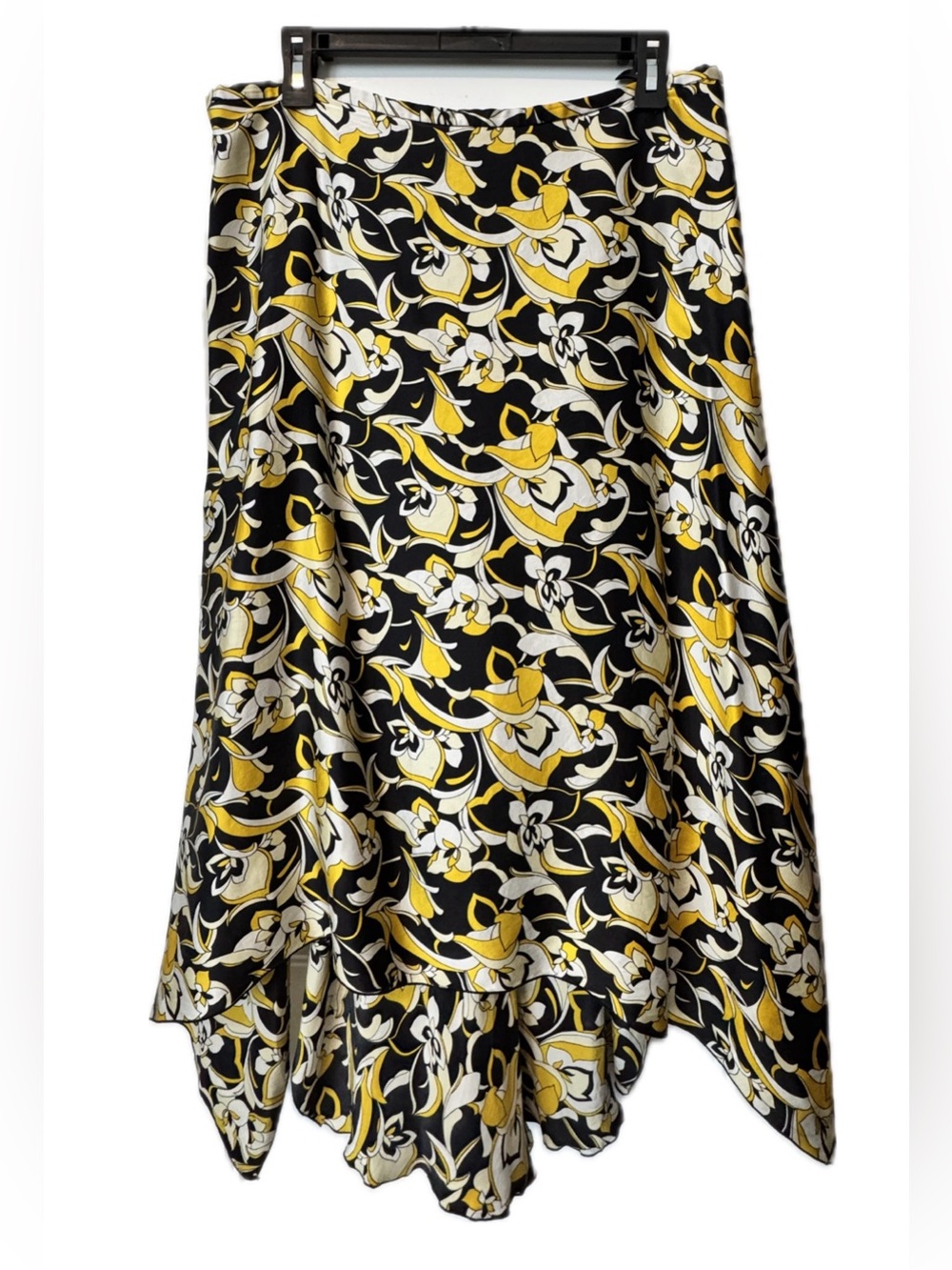 Nygard Collection 100% Silk Floral Handkerchief Hem Midi Skirt Women’s Size 14